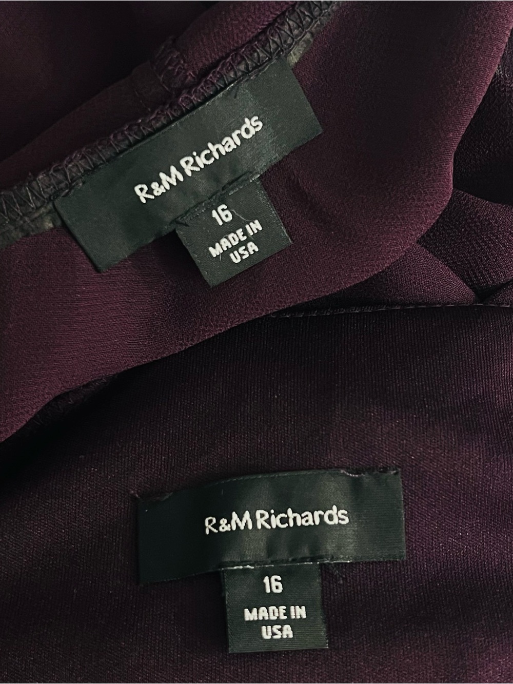 R&M Richards 2 Pc Maxi Eggplant Dress Set Made In USA Sheer NEW Size 16 Chiffon - Picture 5 of 13